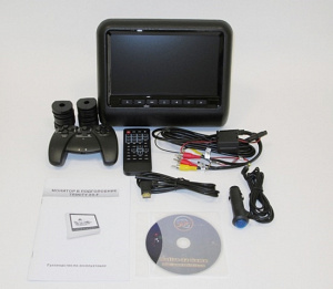 Навесной монитор на подголовник с диагональю 9 и встроенным DVD плеером TRINITY X-9F (Черный)