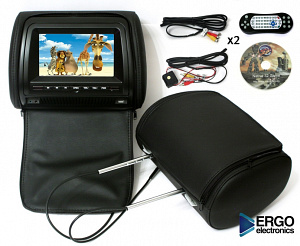 Комплект автомобильных DVD подголовников ERGO ER700HD (серый)